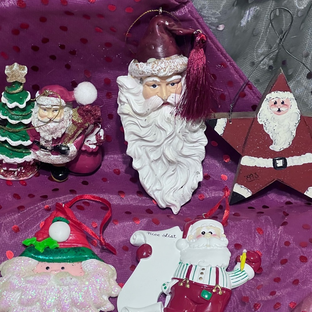 Bundle of Vintage Santa Claus Christmas Ornaments